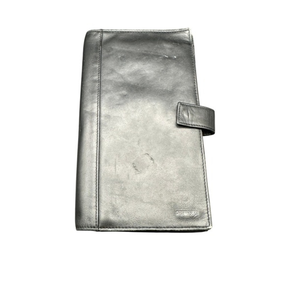 Tumi Black Leather Travel Wallet Organizer Card‎ Holder Passport Clutch KC